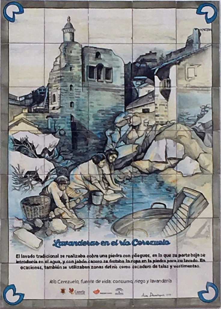 Mural cerámico Lavanderas en el Rio Cerezuelo