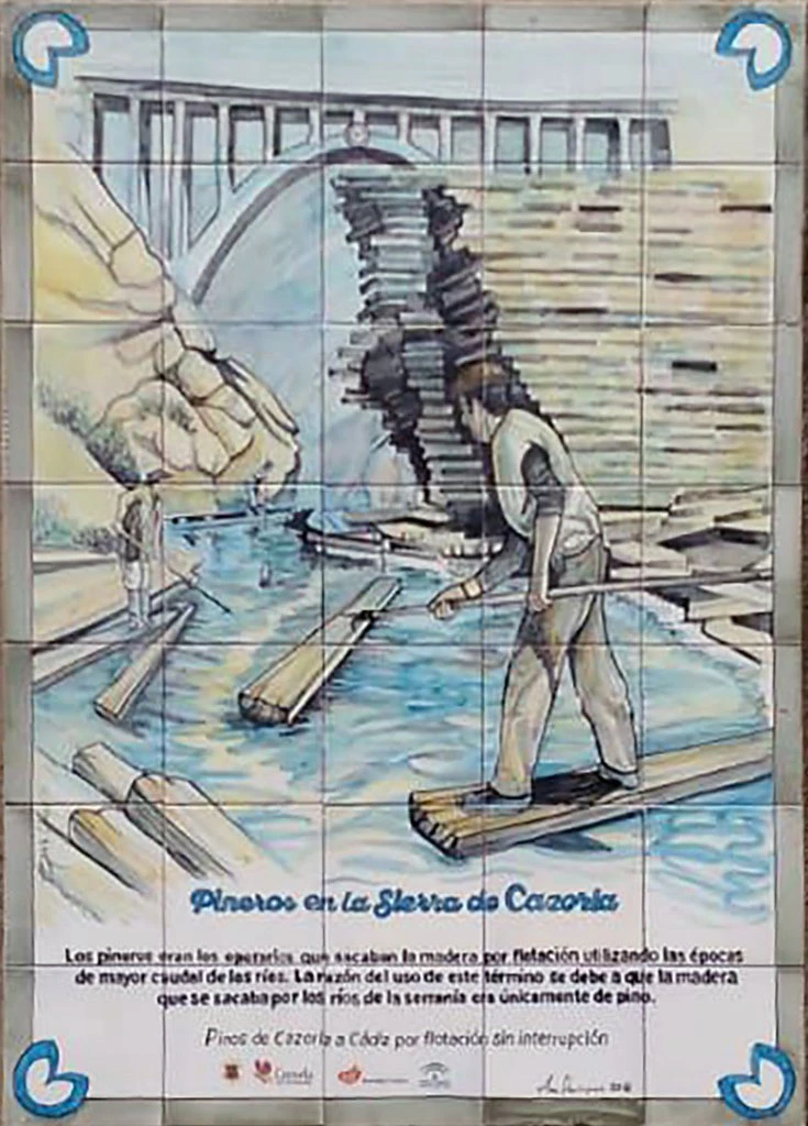 Mural cerámico Pineros en la Sierra de Cazorla