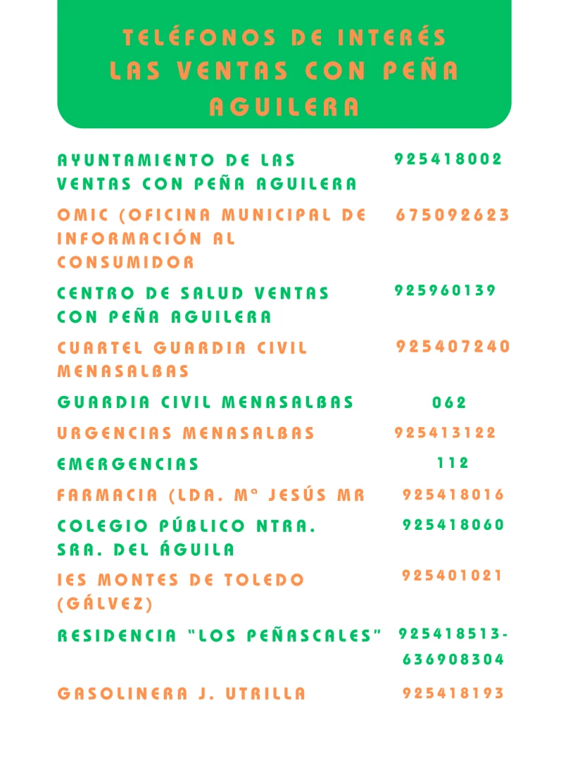 Teléfonos de Interés de Las Ventas con Peña Aguilera